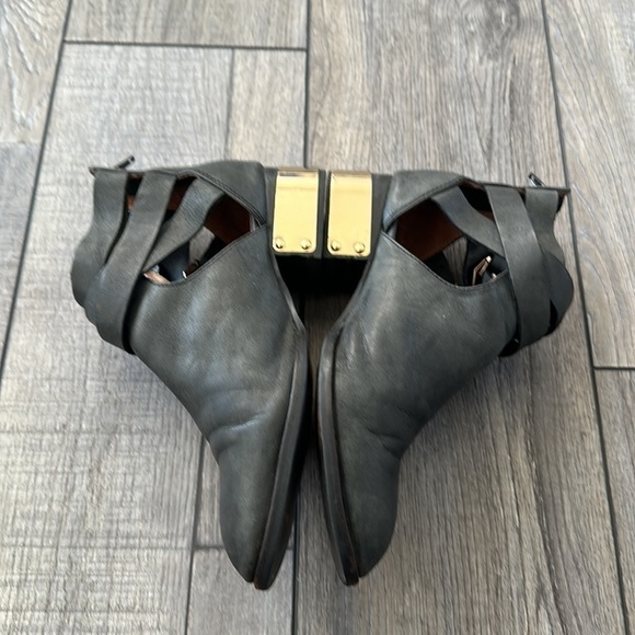 Jeffrey Campbell Everly black leather cut out buckle booties with back zipper - Picture 3 of 12